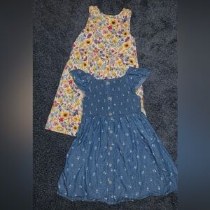 Girls Dress Bundle: yellow floral & blue denim